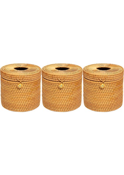 3x Rattan Doku Kutusu Tuvalet Kağıdı Kapağı Hasır Dekoratif Kapaklı Tutucular (Yurt Dışından) indirimleri