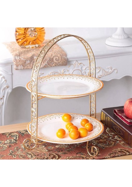 2x Kek Standı Çift Katmanlı Kemer Şeklinde Altın Meyve Tatlı Rafı Düğün Doğum Günü Partisi Dekorasyon Cupcake Standı Altın (Yurt Dışından) indirimleri