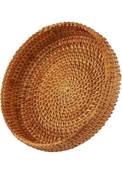 3x El Yapımı Sonbahar Rattan Dokuma Yuvarlak Depolama Sepeti Meyve Tabağı Rattan Ekmek Sepeti Mutfak Gıda Mini Konteyner (Yurt Dışından)