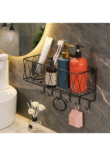 Banyo Rafı Ferforje Şampuan Depolama Rafı Matkapsız Depolama Rafı Duvar Asılı Depolama Sepeti Duş Rafı A (Yurt Dışından)