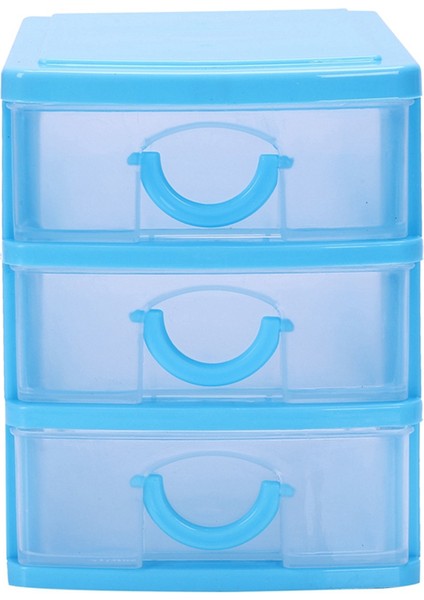 3x Mini Yarı Saydam Çekmece Tipi Plastik Saklama Kutusu (Mavi 3 Katlı) (Yurt Dışından) fiyatları