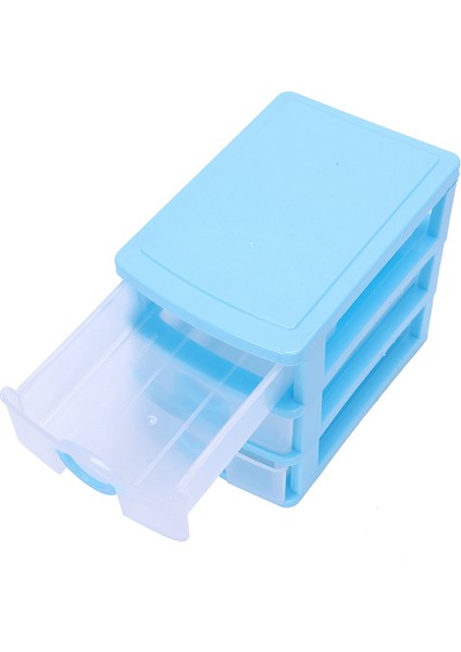 3x Mini Yarı Saydam Çekmece Tipi Plastik Saklama Kutusu (Mavi 3 Katlı) (Yurt Dışından) indirimleri