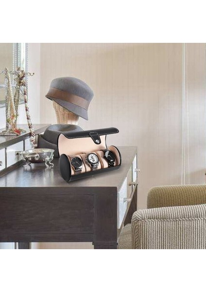 3 Yuvalı Seyahat Saat Kutusu Takı Saklama Kutusu Sundurma Mücevherat / Saat Kutusu / Saat Kutuları (Siyah) (Yurt Dışından) modelleri