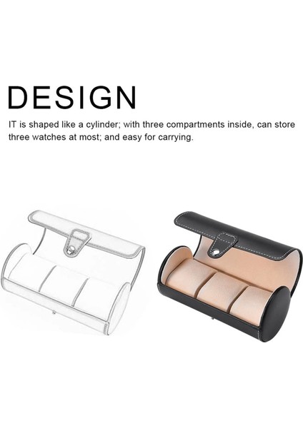 3 Yuvalı Seyahat Saat Kutusu Takı Saklama Kutusu Sundurma Mücevherat / Saat Kutusu / Saat Kutuları (Siyah) (Yurt Dışından) fırsatları