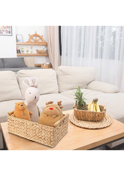 Banyo Düzenlemek Için 4x Küçük Hasır Sepetler, Depolama Için Sümbül Sepetleri, Ahşap Saplı Hasır Depolama Sepeti (Yurt Dışından)