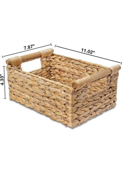 Banyo Düzenlemek Için 4x Küçük Hasır Sepetler, Depolama Için Sümbül Sepetleri, Ahşap Saplı Hasır Depolama Sepeti (Yurt Dışından)