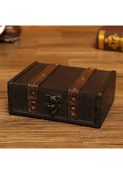 Büyük Vintage Mücevher Kutusu Metal Kilitli Hediye ve Retro Ahşap Tabut Organizatör Masaüstü Saklama Kutusu Bitirme Şifre (Yurt Dışından)