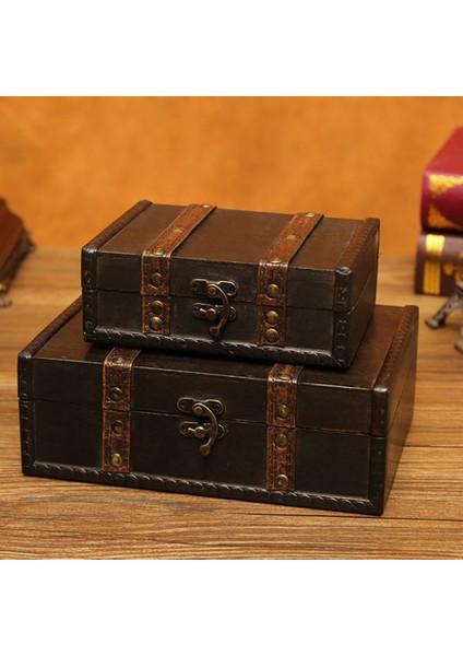 Büyük Vintage Mücevher Kutusu Metal Kilitli Hediye ve Retro Ahşap Tabut Organizatör Masaüstü Saklama Kutusu Bitirme Şifre (Yurt Dışından)
