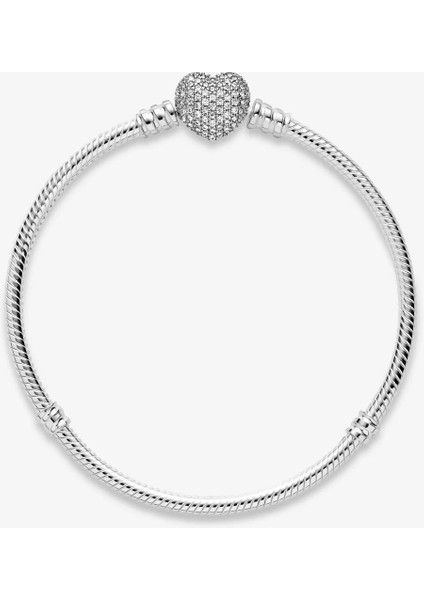 Pavé Kalp Klipsli Bileklik 590727CZ-20 cm fiyatları