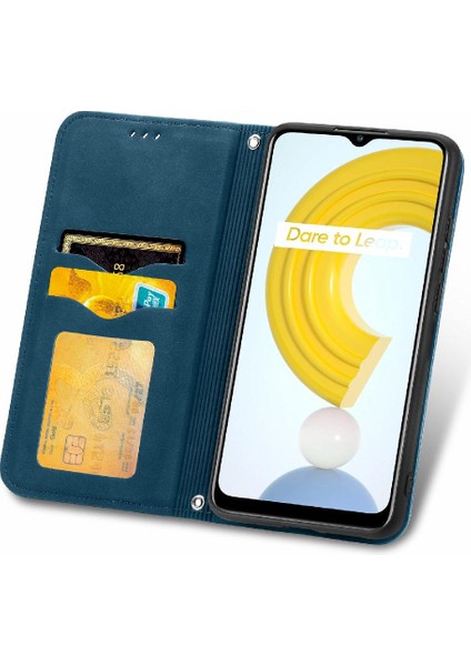 Realme C21 Kordon Deri Çanta Cüzdan Basit Iş Fermuar Için Kılıf (Yurt Dışından) modelleri
