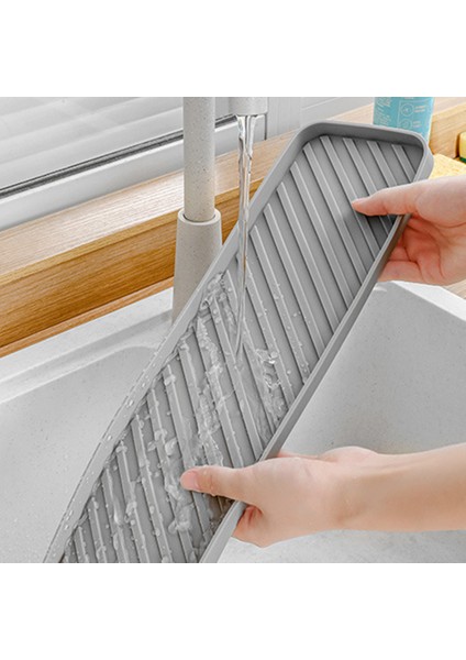 Silikon Düzenleyici Tepsi, Mutfak Lavabo Için Sabun ve Süngerlik, Banyo - Sabunluk Saklama Tepsisi (Koyu Gri), (Yurt Dışından)