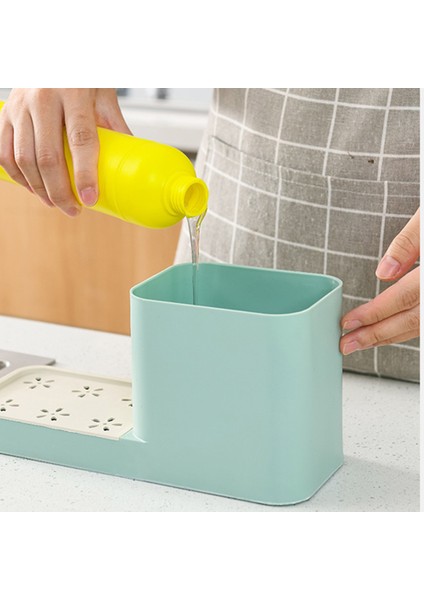 Lavabo Depolama Rafı, Manuel Pres Temizleme Sıvısı Dispenseri ve Havlu Süngerleri Damlalıklı Kurutma Rafı, Mutfak Temizleme Aracı, A (Yurt Dışından)