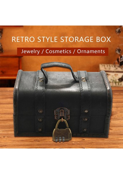 2x Retro Hazine Sandığı Vintage Ahşap Saklama Kutusu Antika Tarzı Takı Organizatör Dolap Mücevher Kutusu Biblo Kutusu (Yurt Dışından)