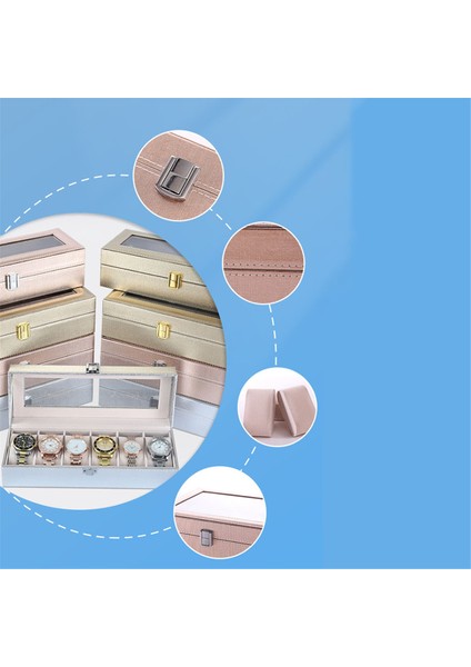 6 Izgaralar Izle Saklama Kutusu Kadınlar Için Özel Durum Kadın Kız Saatler Dekoratif Organizatör Moda Hediye 6 Yuvaları Gümüş (Yurt Dışından) modelleri
