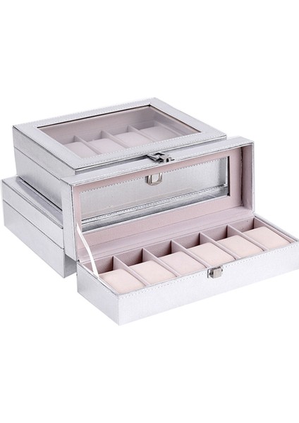 6 Izgaralar Izle Saklama Kutusu Kadınlar Için Özel Durum Kadın Kız Saatler Dekoratif Organizatör Moda Hediye 6 Yuvaları Gümüş (Yurt Dışından) indirimleri