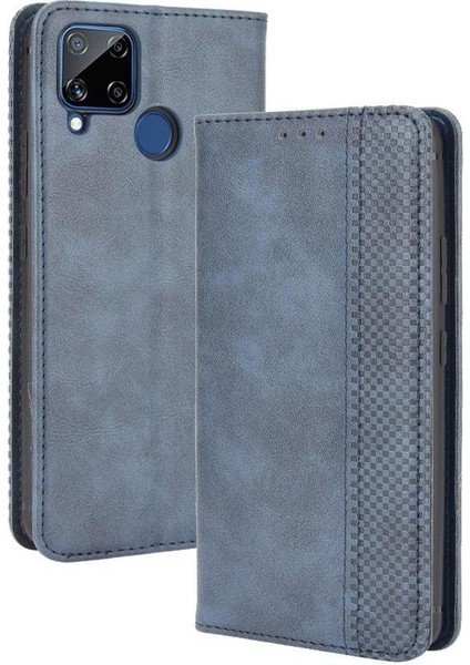 Realme C15 Manyetik Kapatma Cüzdan Pu Deri Için Kılıf (Yurt Dışından)