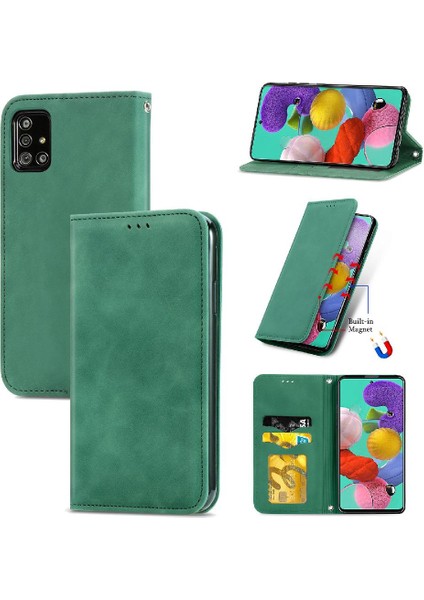 Samsung A51 5g Basit Iş Deri Kılıf Darbeye Çevir (Yurt Dışından)
