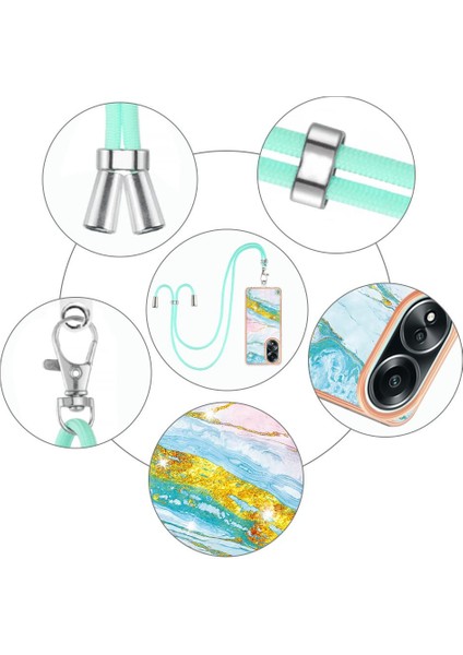 Oppo A58 4g Mermer Tampon Anti-Çizik Yumuşak Crossbody Kordon Için Kılıf (Yurt Dışından) modelleri