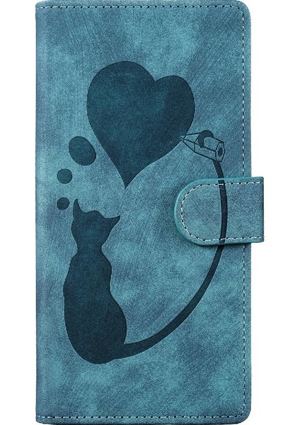 Apple iPhone 8 Için Kılıf Artı/7 Artı Flip Folio Cüzdan Kılıf Kabartmalı Sevimli Kedi (Yurt Dışından)