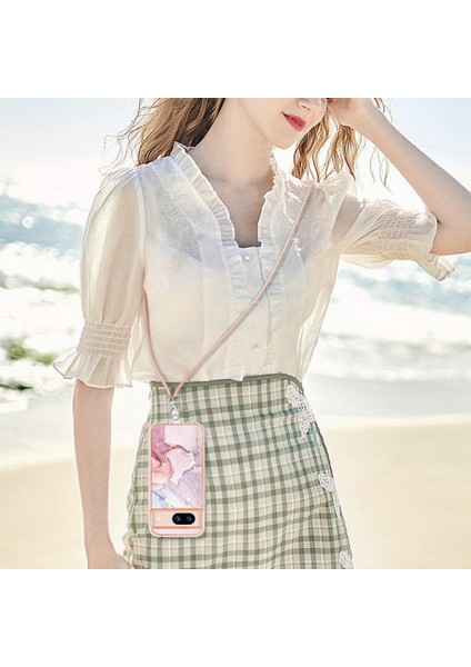 Google Piksel 8A Tampon Mermer Crossbody Kordon Askısı Için Kılıf Yumuşak (Yurt Dışından)