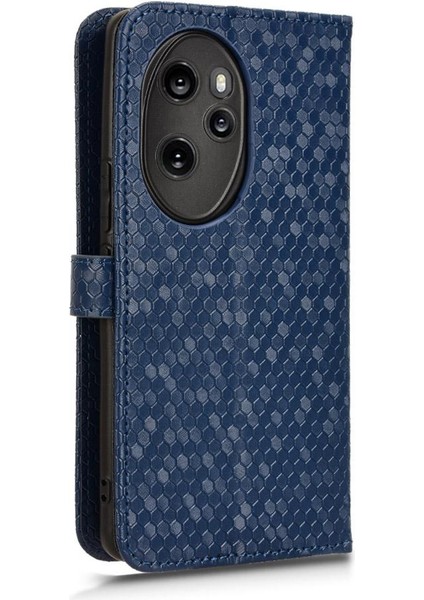 Onur Için Kılıf 100 Pro 5g Manyetik Toka Geometrik Desen Deri Cüzdan (Yurt Dışından)