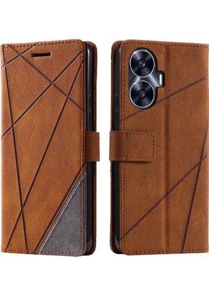 Realme C55 Manyetik Kart Tutucu Için Kickstand Pu Deri Darbeye Dayanıklı (Yurt Dışından) fırsatları