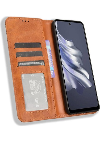Tecno Spark 20 Pro 4g Cüzdan Manyetik Kapatma Pu Deri Için Kılıf (Yurt Dışından)