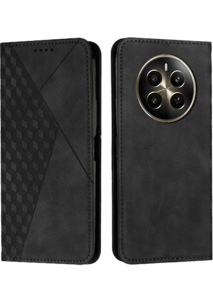 Realme 12 Yan Toka Darbeye Kapak Kapak Kart Ekleme Pu Için Kılıf (Yurt Dışından)