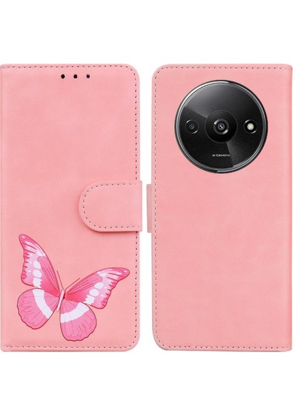 Xiaomi Redmi A3 Flip Folio Kapak Renk Baskılı Kelebek Cüzdan (Yurt Dışından)