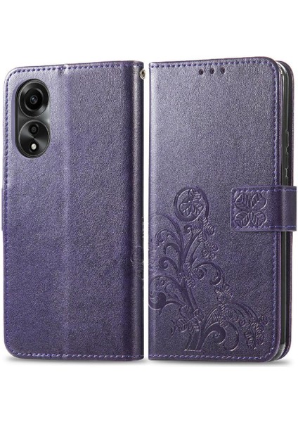 Oppo Için Kılıf A78 4g Kısa Kayış Zarif Iş Dört Yapraklı Yonca Flip (Yurt Dışından)