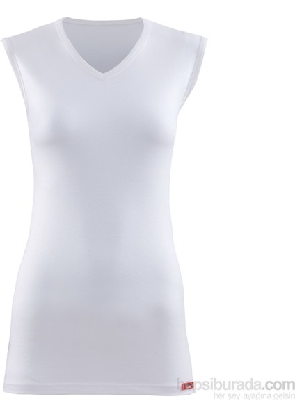 9243 UNİSEX BEYAZ V YAKA SIFIR KOL THERMAL