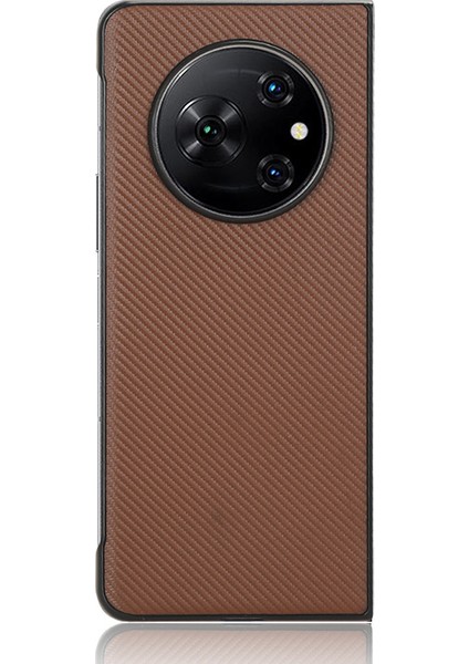 Tecno Phantom V Fold Karbon Fiber Doku Kılıf Pu Deri Kaplamalı Pc Darbeye Dayanıklı Telefon Kapağı (Yurt Dışından)