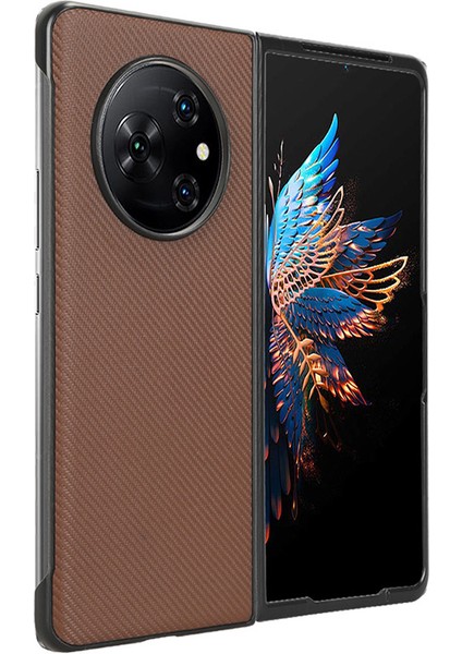 Tecno Phantom V Fold Karbon Fiber Doku Kılıf Pu Deri Kaplamalı Pc Darbeye Dayanıklı Telefon Kapağı (Yurt Dışından)