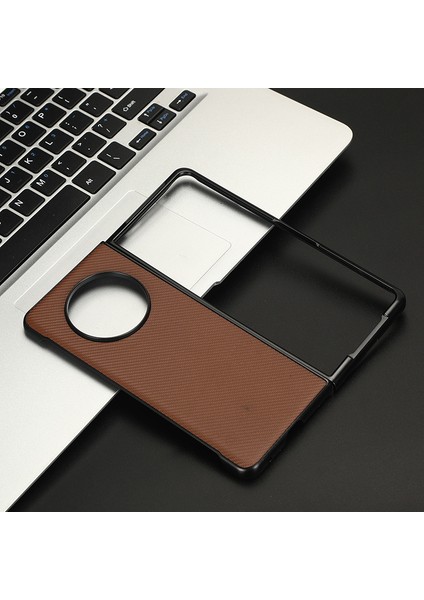 Tecno Phantom V Fold Karbon Fiber Doku Kılıf Pu Deri Kaplamalı Pc Darbeye Dayanıklı Telefon Kapağı (Yurt Dışından)