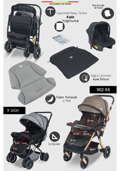 902 X4 Çift Yönlü Travel Sistem Bebek Arabası