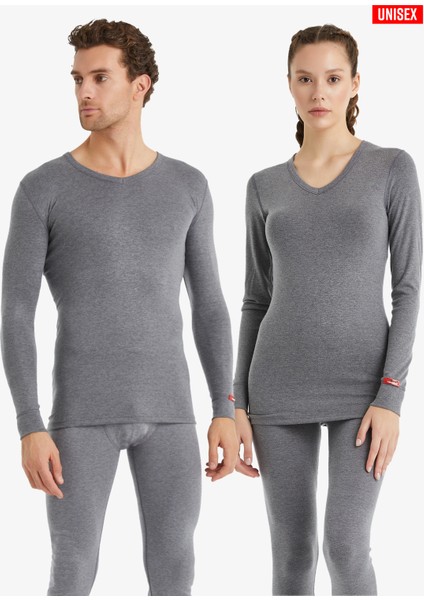 Unisex Termal Tişört 2. Seviye 1257 - Gri Melanj