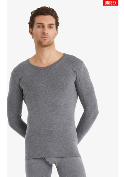 Unisex Termal Tişört 2. Seviye 1257 - Gri Melanj