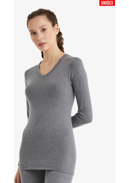 Unisex Termal Tişört 2. Seviye 1257 - Gri Melanj