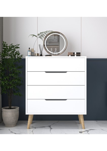 Flora Şifonyer 4 Çekmeceli Yatak Odası Bebek Odası Beyaz