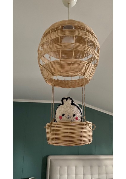 Rattan Bambu Hasır Çocuk Odası Avizesi Balon Avize