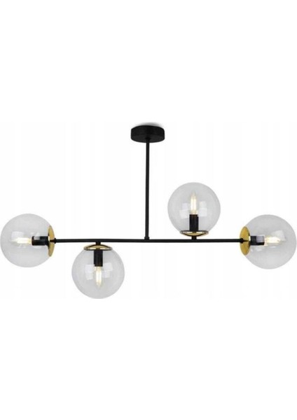 Stella 4'lü Siyah/gold Modern Avize ( Şeffaf Camlı) fiyatları