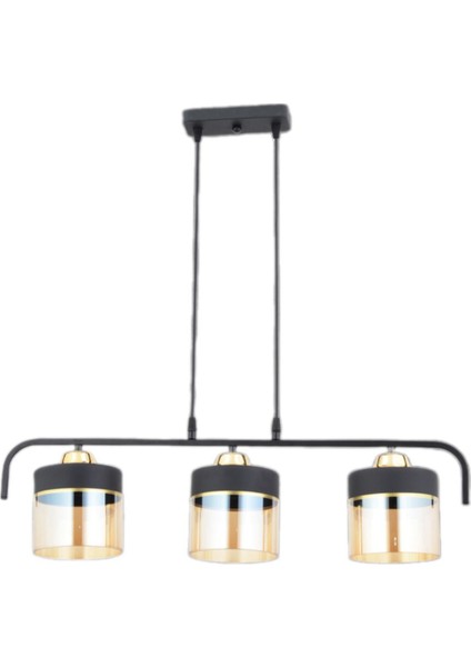 Fırat 3 Lü Modern Sıralı (Siyah Gold) Bal Camlı Yemek Masası Üstü Salon Mutfak Avize modelleri