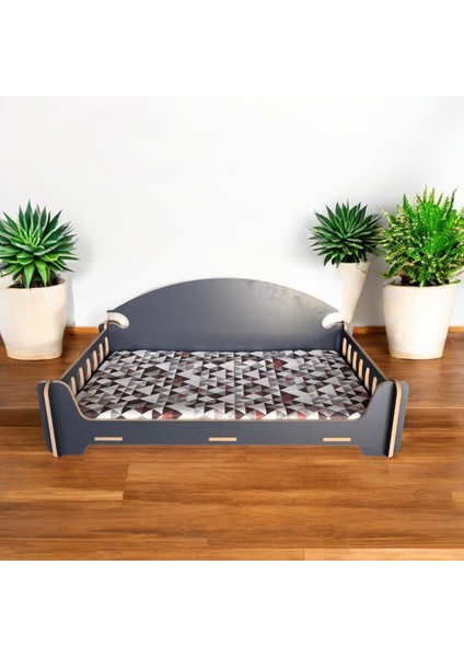 ED PET DİZAYN Pd Taht Kedi Köpek Yatağı Ergonomik 40*70 cm Antrasit Renk ,yıkanabilir Duck Kumaş Minderi ile Beraber