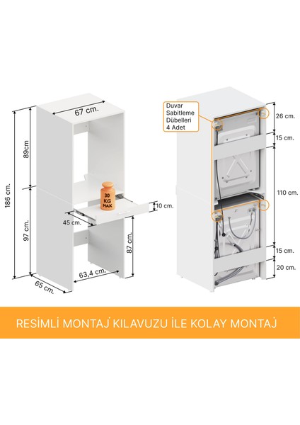 Voca Smartbo x Çamaşır ve Kurutma Makinesi Dolabı -Çekmeceli indirimleri