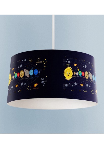 Gezegen Desenli Çocuk Odası Sarkıt Avize