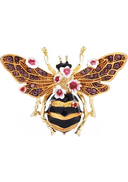 Büyük Bal Arası Taşlı ve Mineli Yaka Iğnesi Broş