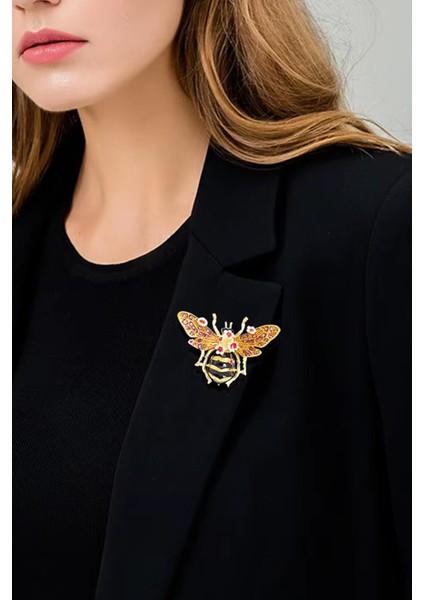 Büyük Bal Arası Taşlı ve Mineli Yaka Iğnesi Broş modelleri