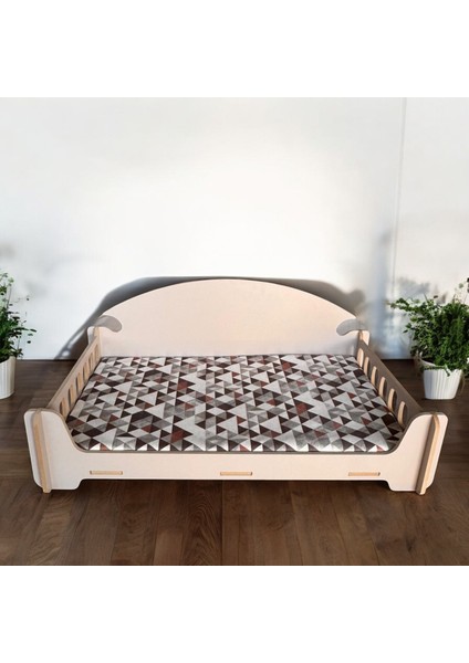 ED PET DİZAYN Pd Taht Kedi Köpek Yatağı Ergonomik 40*70 cm Latte Renk ,yıkanabilir Duck Kumaş Minderi ile Beraber