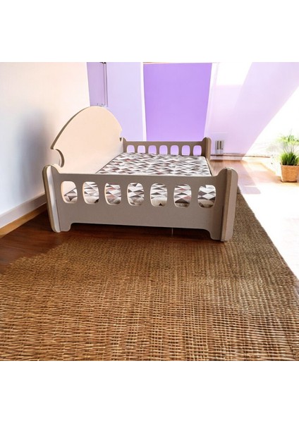 ED PET DİZAYN Pd Taht Kedi Köpek Yatağı Ergonomik 40*70 cm Latte Renk ,yıkanabilir Duck Kumaş Minderi ile Beraber indirimleri