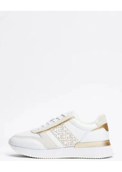 Kadın Beyaz Th Monogram Logolu Sneaker